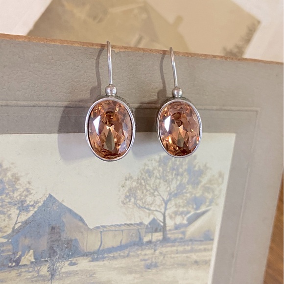 Retired Oval Silpada Sterling Silver and Champagne CZ Drop Earrings - Picture 10 of 14